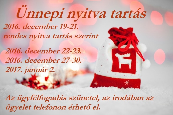 Ünnepi nyitva tartás